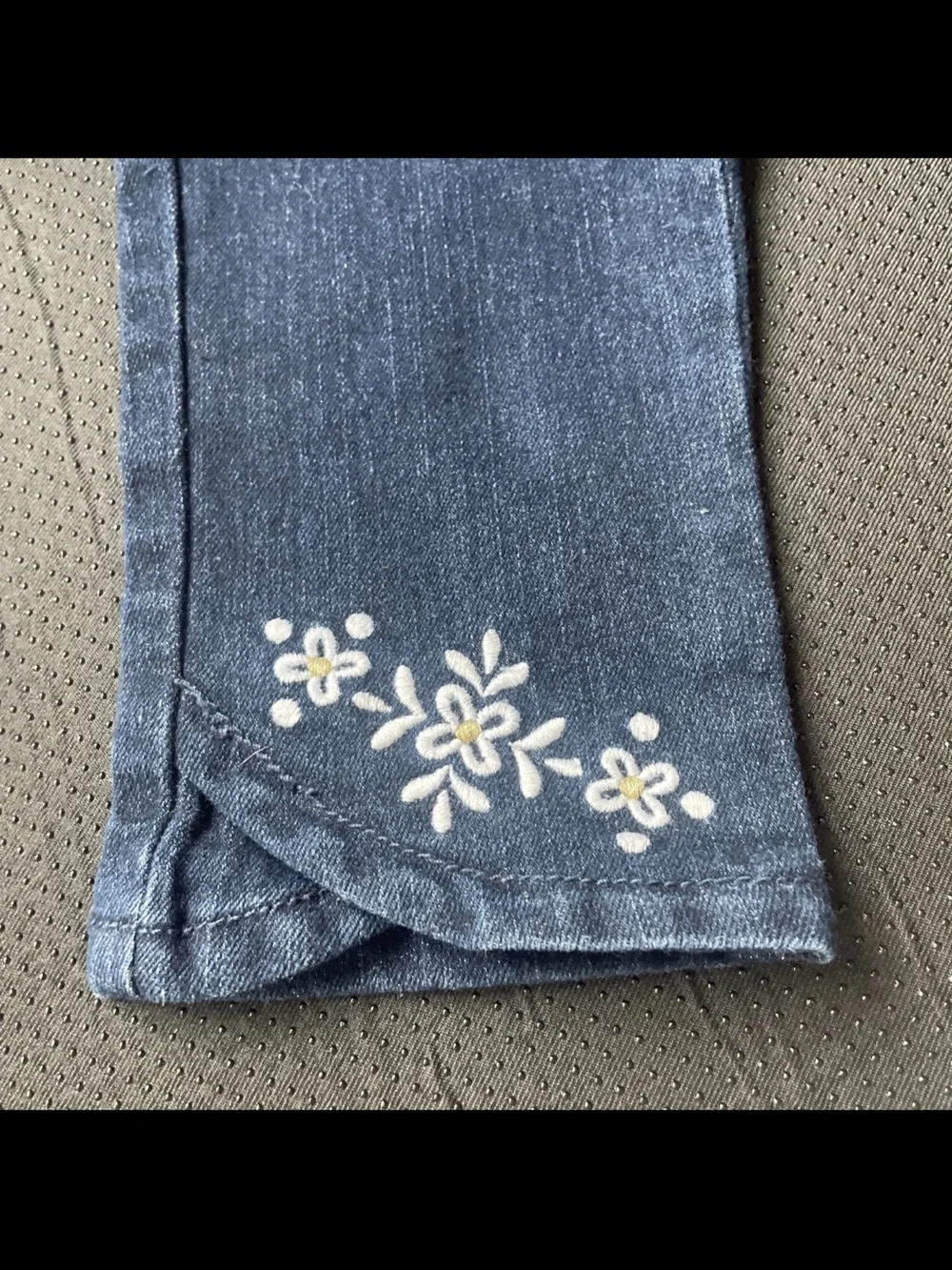 Gymboree Dark Blue Girls' Jeans with White Floral Embroidery